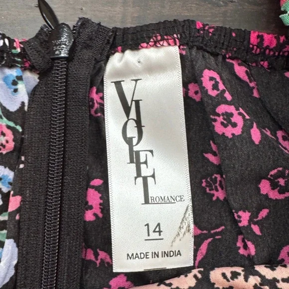 Patchwork square neck midi boho peasant milkmaid cottagecore dress puff sleeve - Picture 5 of 7